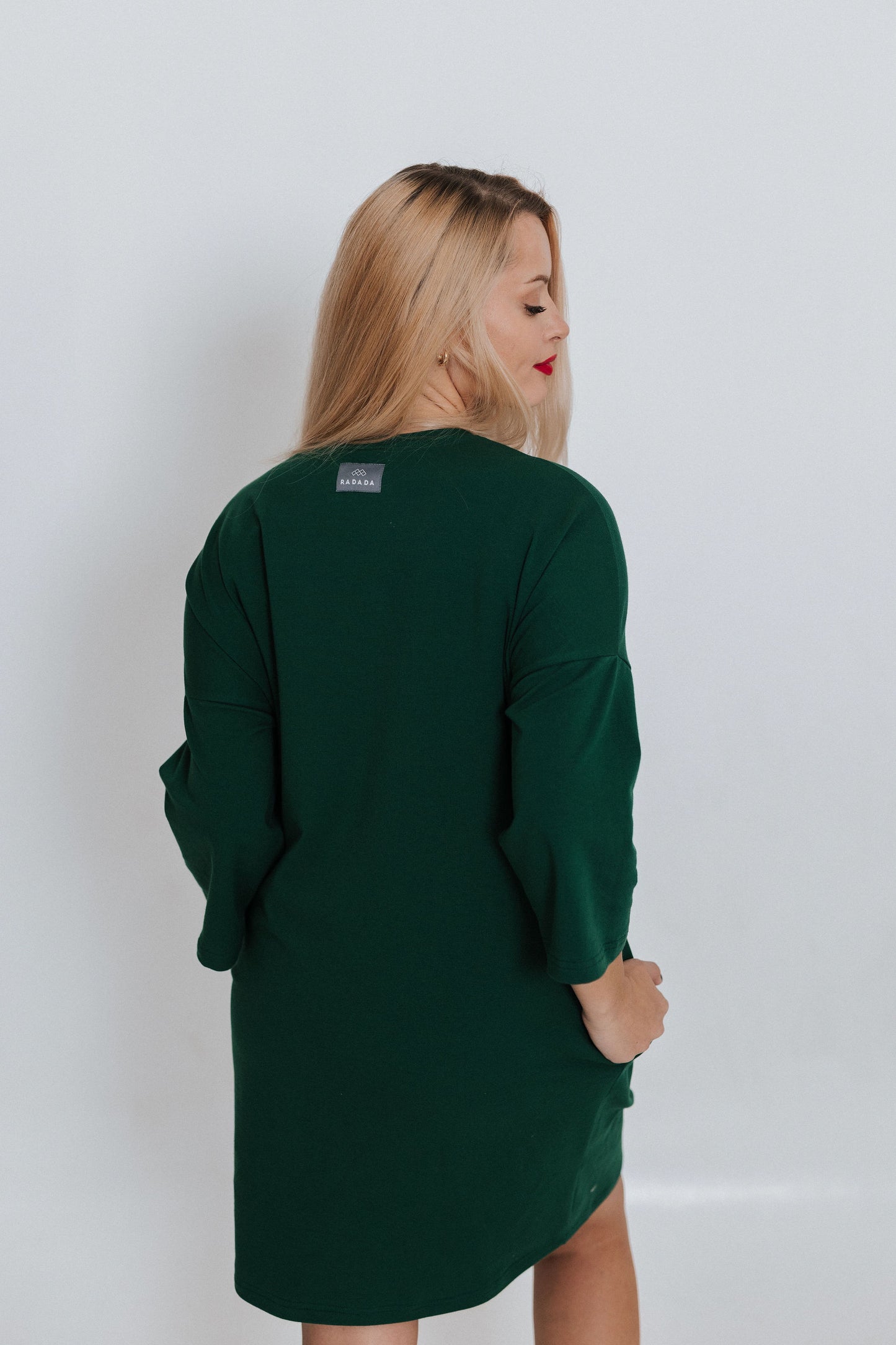 Dark green oversized dress with painting